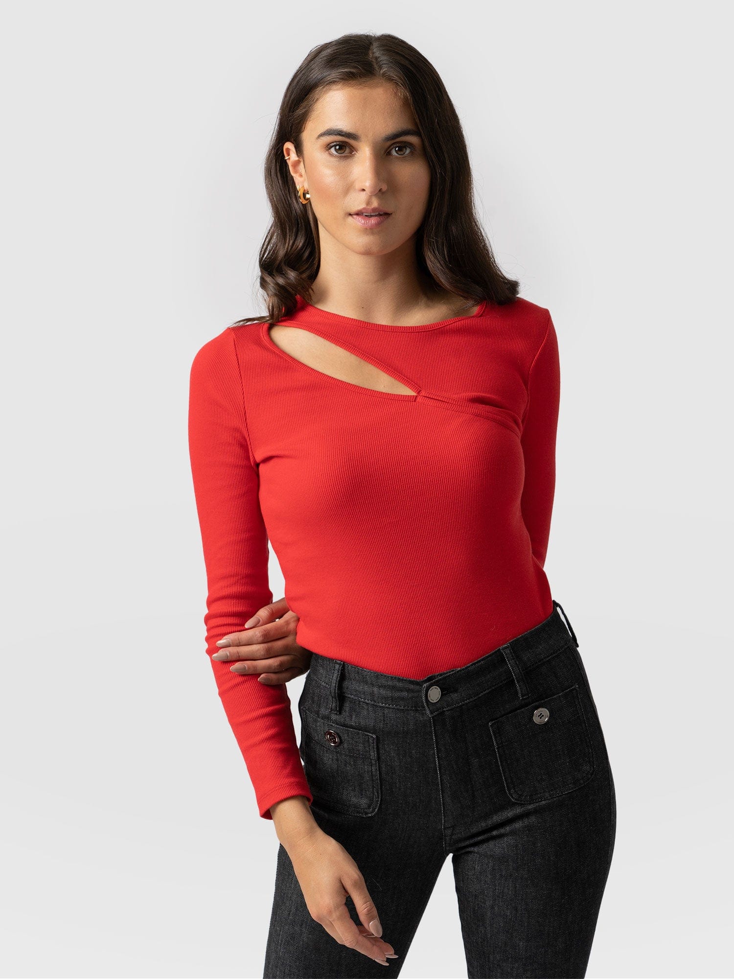 Reveal Tee Long Sleeve Red - Women's T-shirts | Saint + Sofia® UK